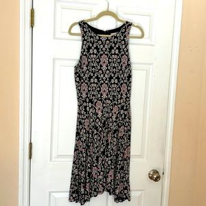 Beautiful knit dark navy print dress from Loft